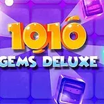 Färgglada juveler och texten 1010 Gems Deluxe mot en lila bakgrund