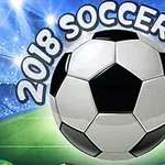 Fotboll i centrum med texten 2018 Soccer Cup mot en upplyst stadionbakgrund