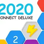 Färgade hexagoner med siffror och en blixtsymbol, samt texten 2020 Connect Deluxe i blått och svart