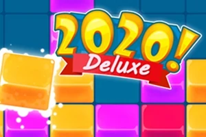 Färgglada block och texten 2020 Deluxe mot en blå bakgrund