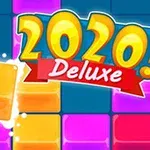 Färgglada block och texten 2020 Deluxe mot en blå bakgrund