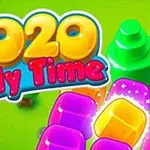 Färgglad text 2020 Jelly Time med grön bakgrund och block i olika färger