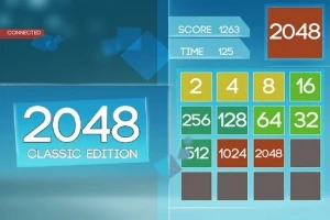 Spelgränssnitt med numrerade brickor och texten 2048 Classic Edition