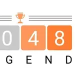Numren 2048 är placerade i färgade rutor med en trofé ovanför och texten LEGEND under