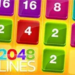 Färgglada numrerade rutor med siffror och texten 2048 LINES