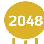 En gul cirkel med numret 2048 i vitt på en vit bakgrund