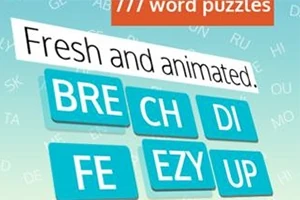 Text med ordpussel och fraser som Fresh and animated på en ljus bakgrund