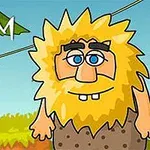 Tecknad figur med gulaktigt hår och skägg, iklädd brun dräkt, med ett träd i bakgrunden och texten Adam and Eve 2