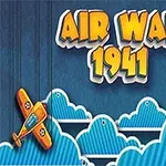 Texten Air War 1941 i stora gula bokstäver ovanför två tecknade flygplan som flyger över blå moln