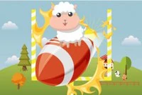 Spela rugby genom att snärta djuren för att göra mål