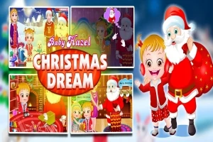 Ett kollage av jultema med en tecknad flicka och jultomten samt texten Christmas Dream