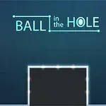 En gul boll ovanpå en upplyst plattform med texten Ball in the Hole mot en blå bakgrund