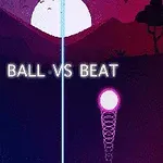 En neonupplyst boll studsar mellan två halvor av en naturscen med texten BALL VS BEAT i mitten under en stor måne