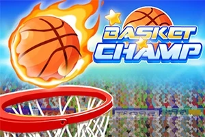 En flammande basketboll ovanför en korg med en folkmassa i bakgrunden