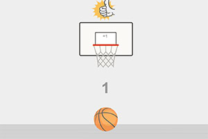 Basketkorg med en orange basketboll under den och en tumme upp i bakgrunden
