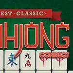 Texten Best Classic Mahjong Connect över en rad av mahjongbrickor med kinesiska tecken