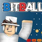 Tecknad figur med vita kläder och hatt på en blå bakgrund med flytande nummerbubblor och texten Bitball i bakgrunden