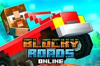 Kör på vägarna och ta dig över kullarna i Blocky Roads Online!