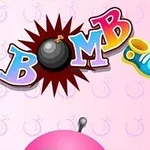 Texten Bomb It i färgglada bokstäver med en svart bomb och en gul detaljerad ikon mot en rosa bakgrund