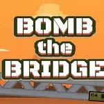 Texten Bomb the Bridge ovanför en bro med två soldater och en sprängladdning i tecknad stil