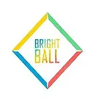 En färgglad diamantformad ram med texten Bright Ball i mitten