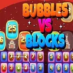 Färgglada nummerbubblor och block med texten Bubbles vs Blocks i mitten mot en röd bakgrund
