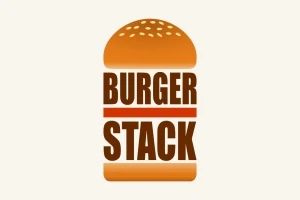 Hamburgerbröd med texten BURGER STACK i mitten