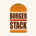 Hamburgerbröd med texten BURGER STACK i mitten