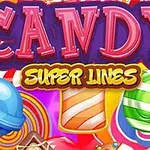 Färgglad bild med ordet CANDY och olika typer av tecknade godisar