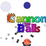 Färgglad text Cannon Balls med olika polygoner och prickar på en vit bakgrund