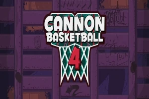 En logotyp med texten Cannon Basketball 4 framför en mörk bakgrund med graffitimotiv