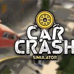 Två bilar krockar i luften med en suddig bakgrund, och texten Car Crash Simulator visas bredvid