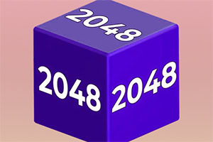En lila kub med siffrorna 2048 på alla synliga sidor, mot en ljusrosa bakgrund