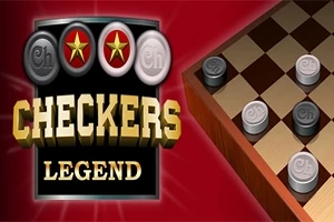 Brädspel med rutmönster och spelpjäser på ett schackbräde mot en röd bakgrund med text