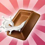 En bit choklad med mjölk som skvätter ut ur den på en strålande rosa bakgrund
