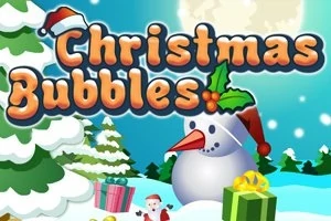 Snögubbe med tomteluva, julklappar och snöiga granar mot en vinterbakgrund