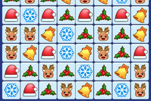 Rutnät med julsymboler som renar, tomteluvor, snöflingor, bjällror och mistel