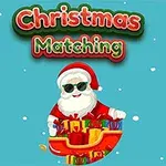 Tomte med solglasögon och en släde fylld med julklappar på en blå bakgrund, med texten Christmas Matching ovanför