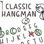 Streckfigur bredvid bokstäver med rubrik Classic Hangman