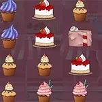 Coco in Cakeland Flera olika typer av sötsaker, sÄsom muffins och tÄrtbitar, arrangerade mot en lila bakgrund