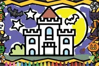 Halloween-färgläggningsspel som uppmuntrar barn att färglägga inom linjerna
