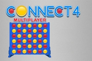Ett blått spelbräde med röda och gula marker i ett rutnät med texten MULTIPLAYER överst