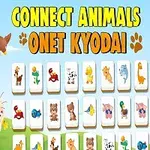 Illustration av ett spel med tecknade djur på kort, ljusblå bakgrund och rubrik i stora bokstäver