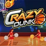 Basketplan med två cheerleaders i röda kläder och texten Crazy Dunk med en brinnande basketboll