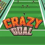 Fotbollsbana med texten Crazy Goal och spelare på planen, samt åskådare på läktarna på sidorna