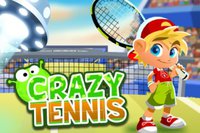 Tecknat tennisspel där spelare slåss mot monster på en livlig, animerad bana