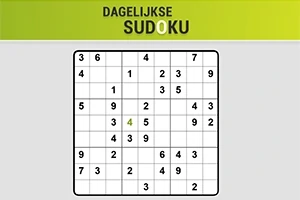 Ett sudoku-pussel med några siffror ifyllda på en vit bakgrund med en grön banner ovanför