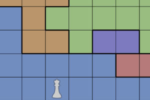 Färgglada block på ett rutnät med en schackpjäs längst ner