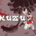 Texten Daily Kakuzu i stora bokstäver ovanför illustrationer av koi-fiskar i olika mönster och färger