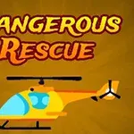 Texten Dangerous Rescue och en gul helikopter på en orange bakgrund
